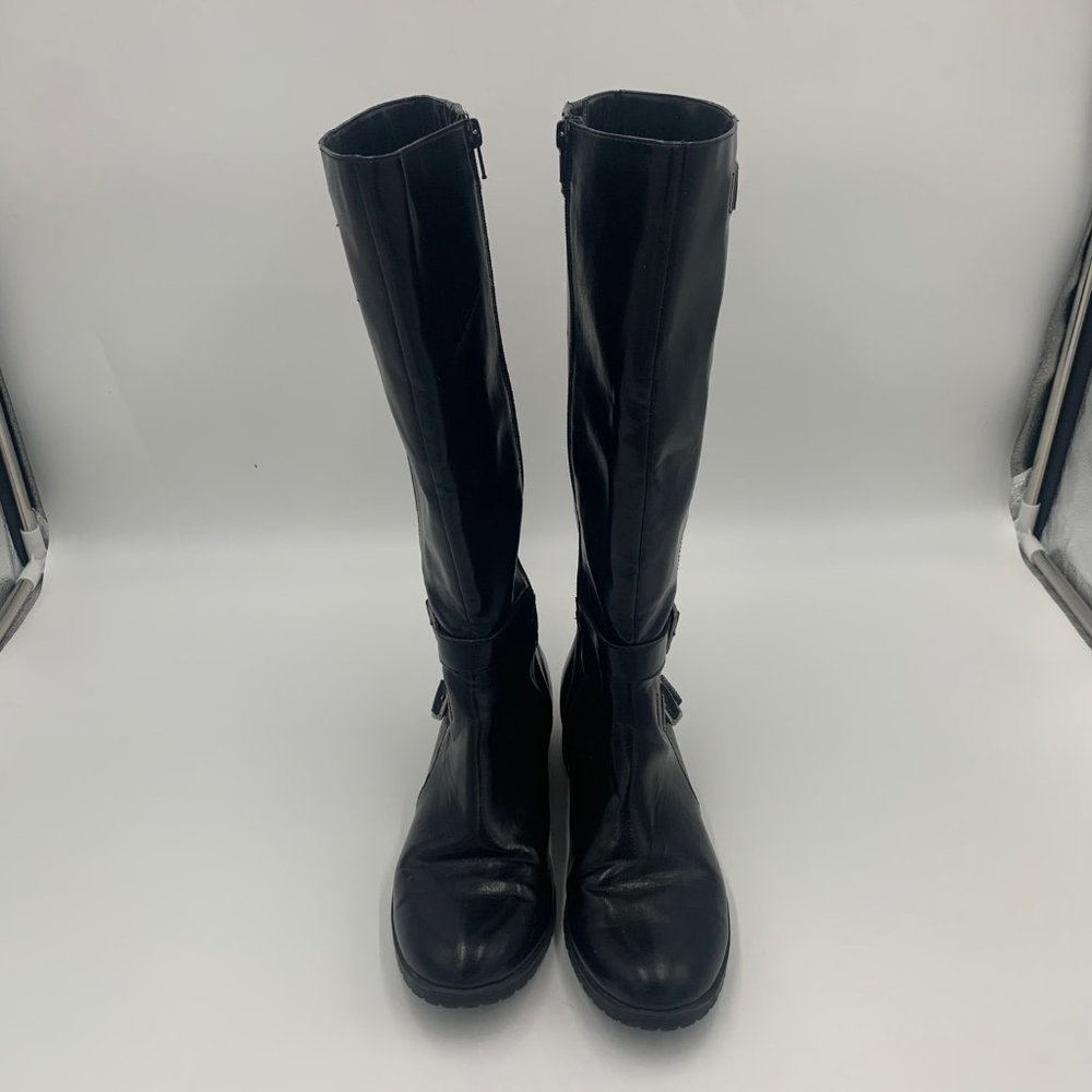CHAPS Camara Black Leather Knee High Boot Size 8B